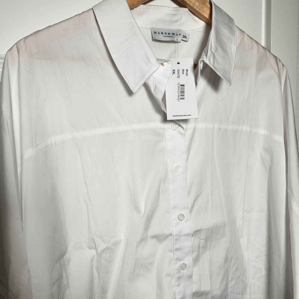 NWT Harshman Monet Cotton White Blouse Size 2XL - Picture 5 of 8